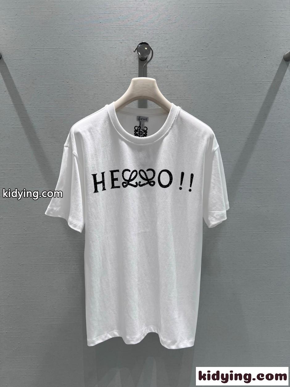 定番 合わせやすい コットン 半袖Tシャツ ロエベ Tシャツ コピー ユニセックス ホワイト-1