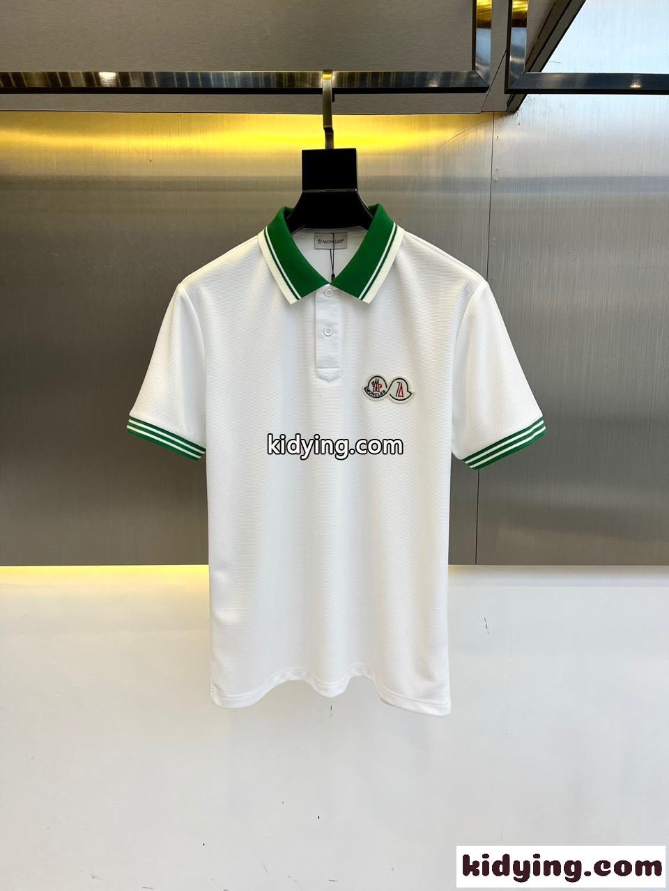 カジュアル 配色 ロゴパッチ ポロシャツ モンクレール Tシャツ 偽物 ホワイト-0