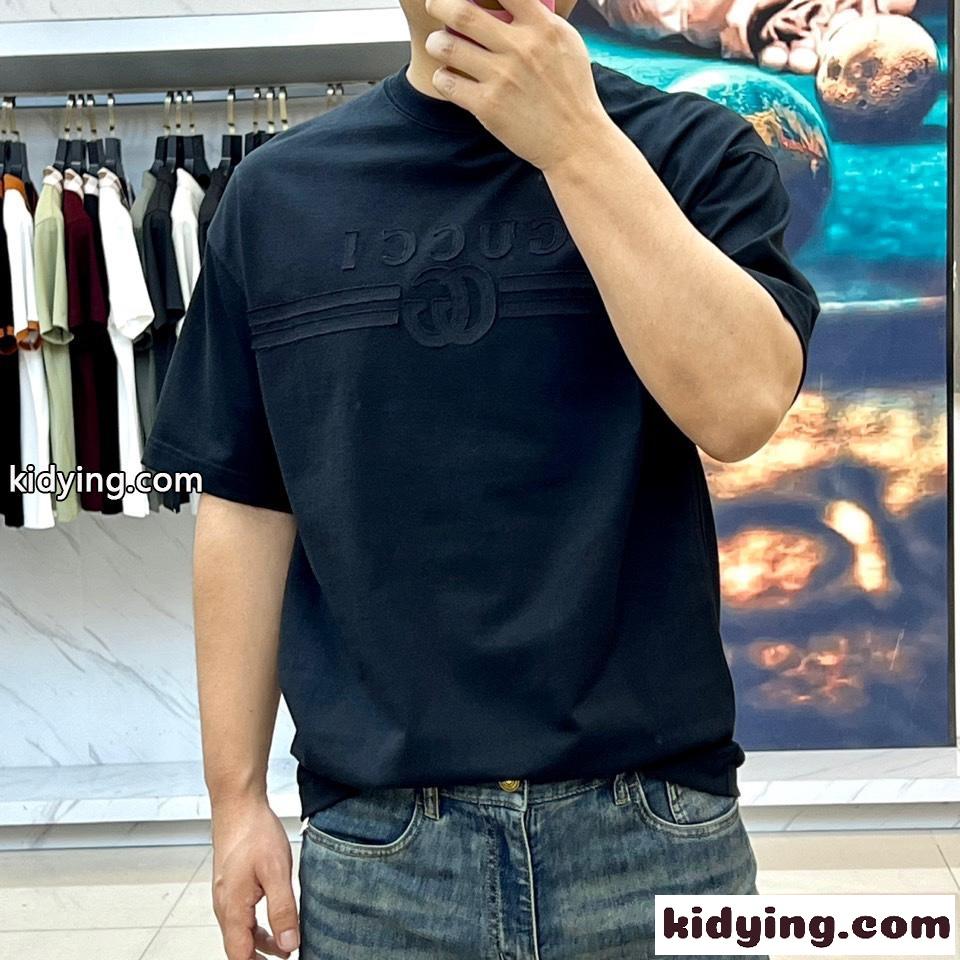 カジュアル コットン 半袖Tシャツ グッチ Tシャツ 偽物 半袖Tシャツ ブラック-1