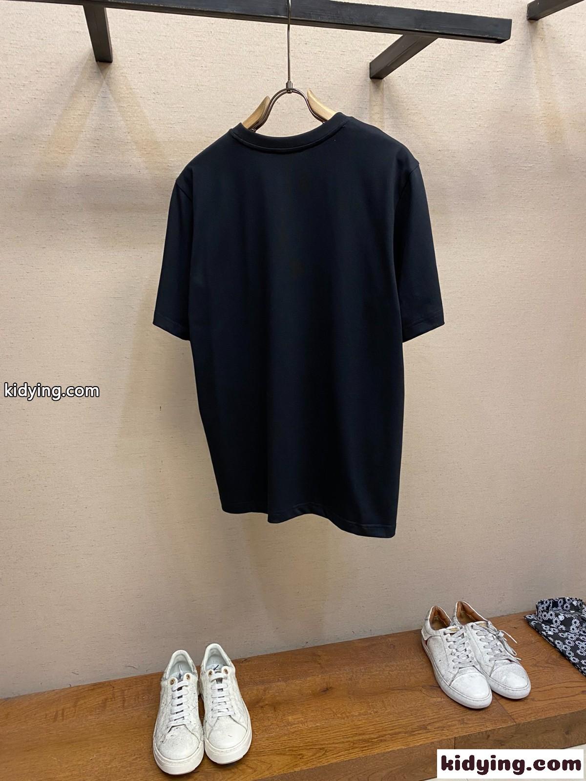 シンプル カジュアル コットン 半袖Tシャツ プラダ Tシャツ 偽物 ブラック-2