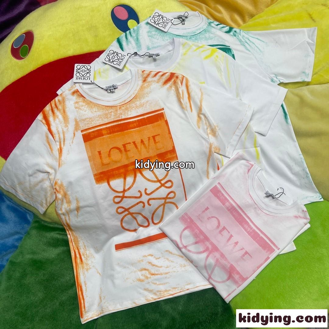 カジュアル アナグラム ロゴ プリント ロエベ tシャツ コピー 半袖 コットン 人気 おしゃれ-0
