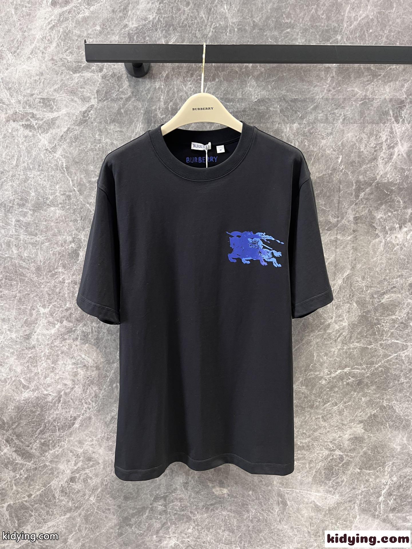 ユニセックス EKD コットンTシャツ バーバリー 半袖Tシャツ コピー ブラック-1