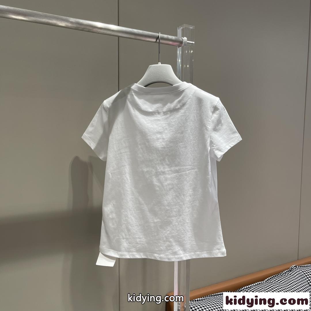 シンプル 刺繍入りポケット 半袖Tシャツ エルメス Tシャツ コピー コットン 快適-3