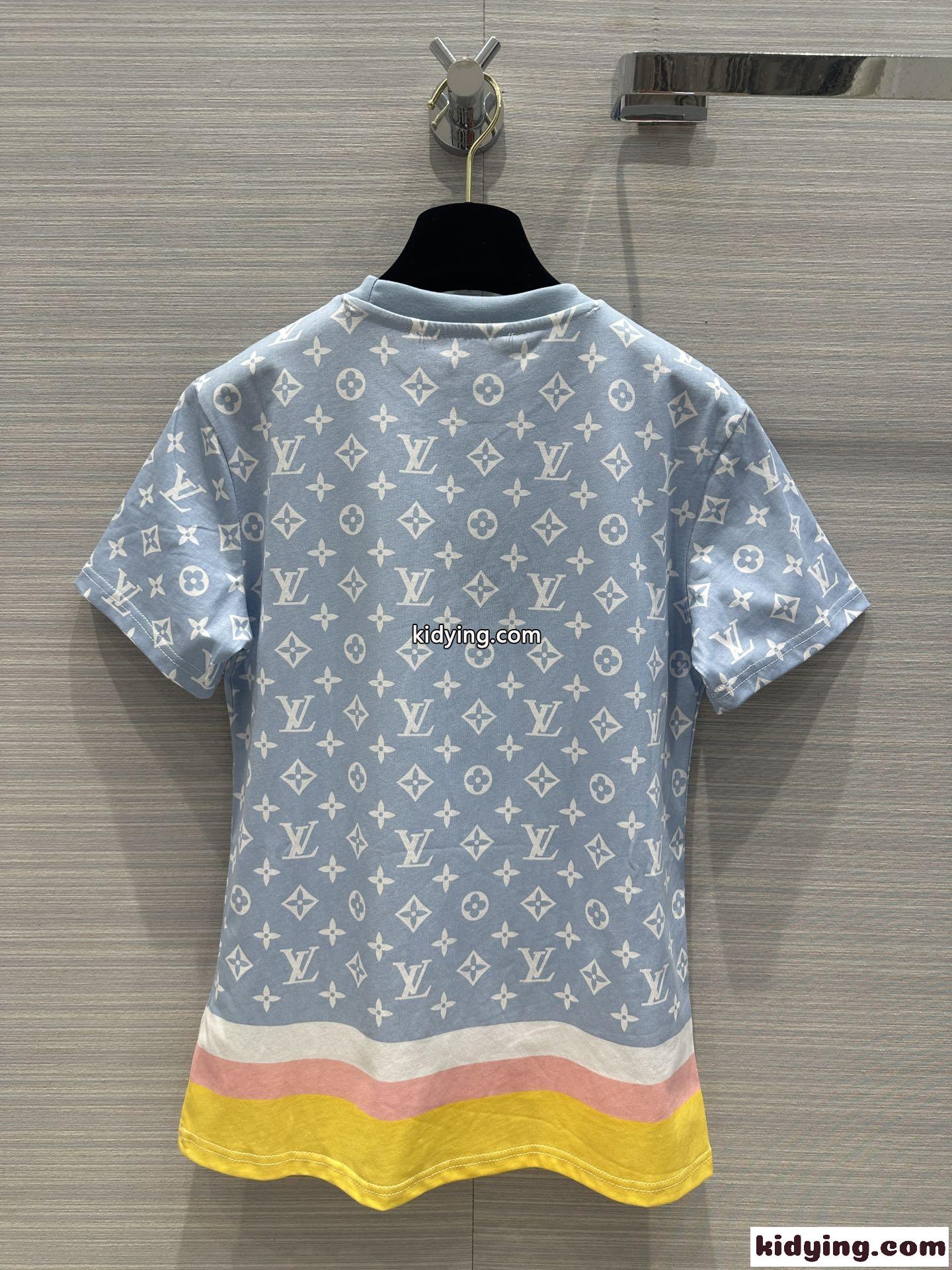 ストライプアクセントモノグラムTシャツ ルイ・ヴィトン Tシャツ コピー 半袖-4