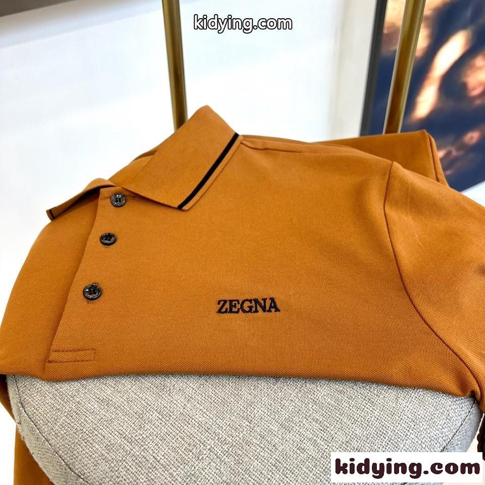 エルメネジルド・ゼニア 半袖Tシャツ コピー ロゴ コットンピケ メンズ ポロシャツ ブラウン-3