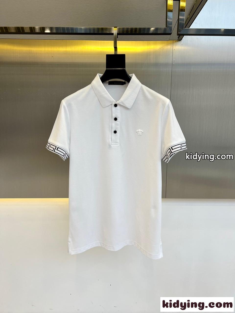 定番 コットンピケ 半袖 ポロシャツ ヴェルサーチェ Tシャツ 偽物 ホワイト-4