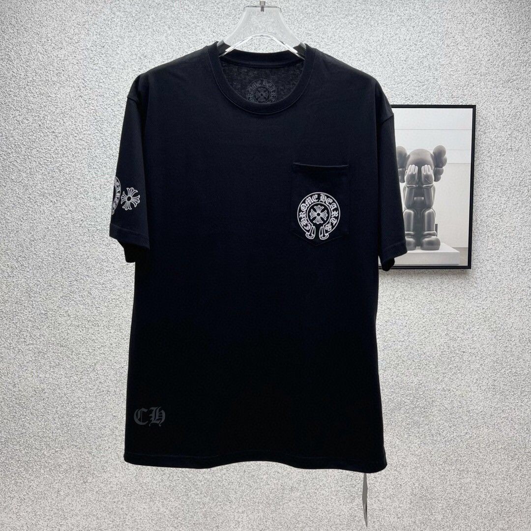 カジュアル ロゴ プリント クロムハーツ Tシャツ コピー クルーネック コットン-1