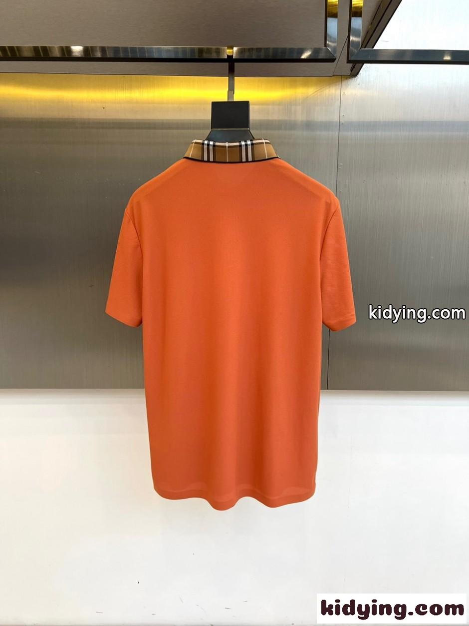 上品 シンプル バーバリー Tシャツ 偽物 半袖 ポロシャツ オレンジ-3