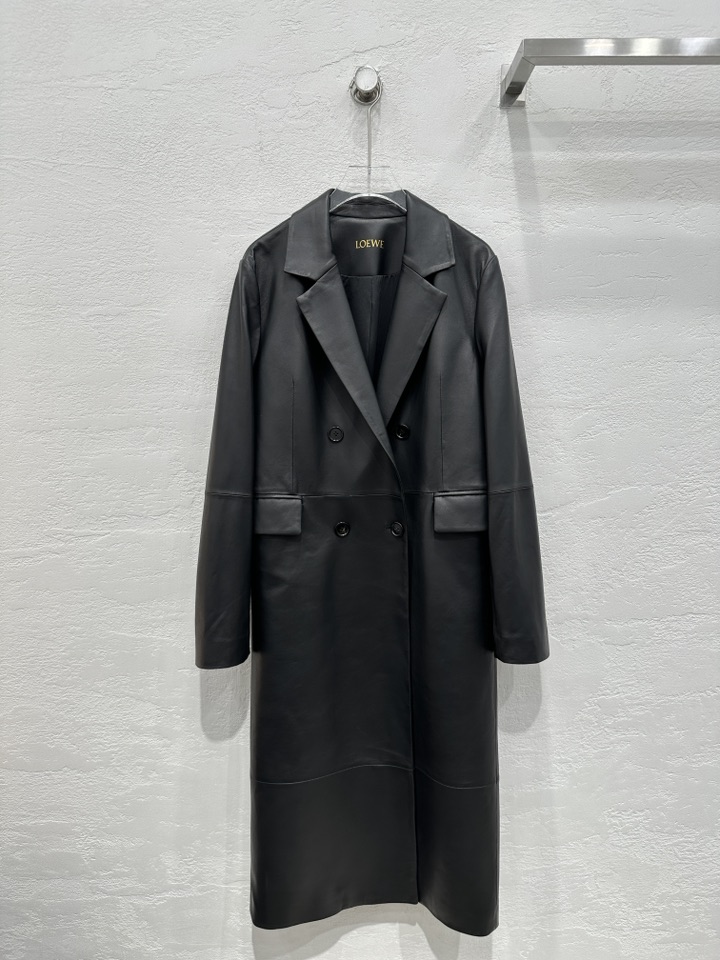 お洒落 loewe ムートン ジャケットコピー コート トップス ジャケット 優雅 ロング レザー ブラック-0