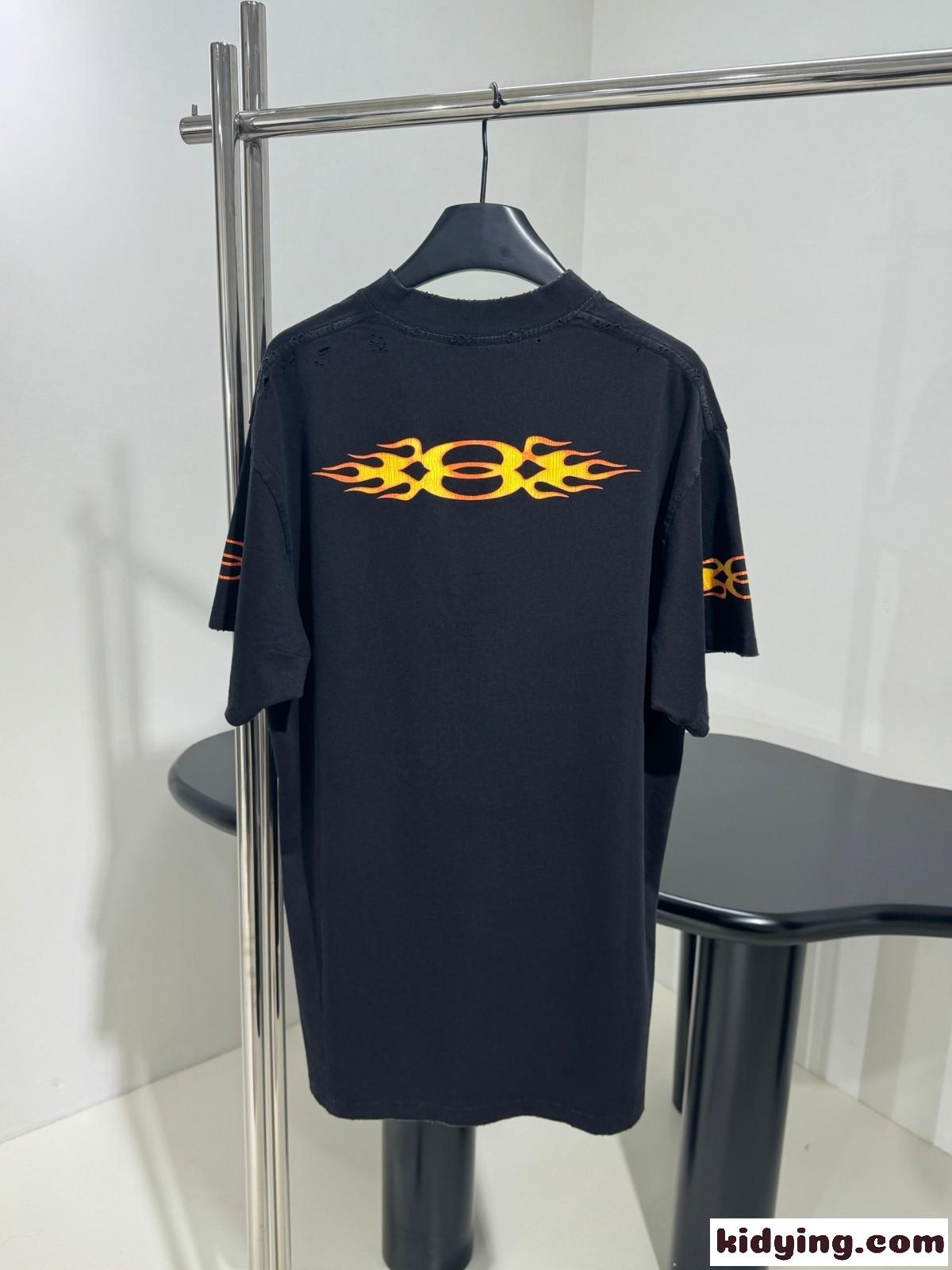 カジュアル プリント オーバーサイズTシャツ バレンシアガ 半袖Tシャツ コピー ブラック-1