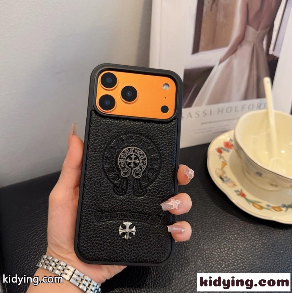 クロムハーツ 携帯ケース 偽物 クロスモチーフ レザー iPhoneケース-3