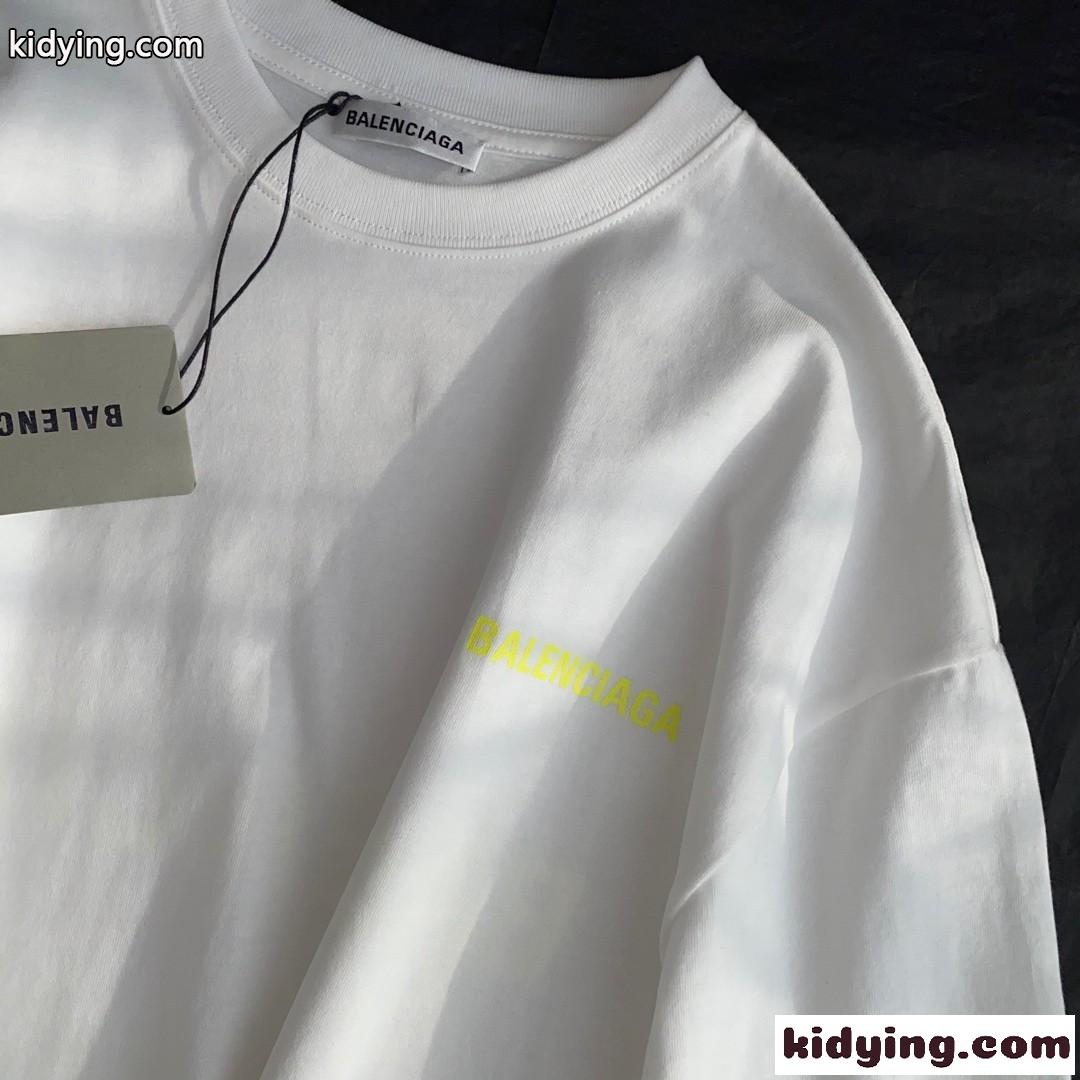 ベーシック 体型カバー 着痩せ バレンシアガ 半袖tシャツ コピー ロゴ トップス カジュアル ゆったり クルーネック-0