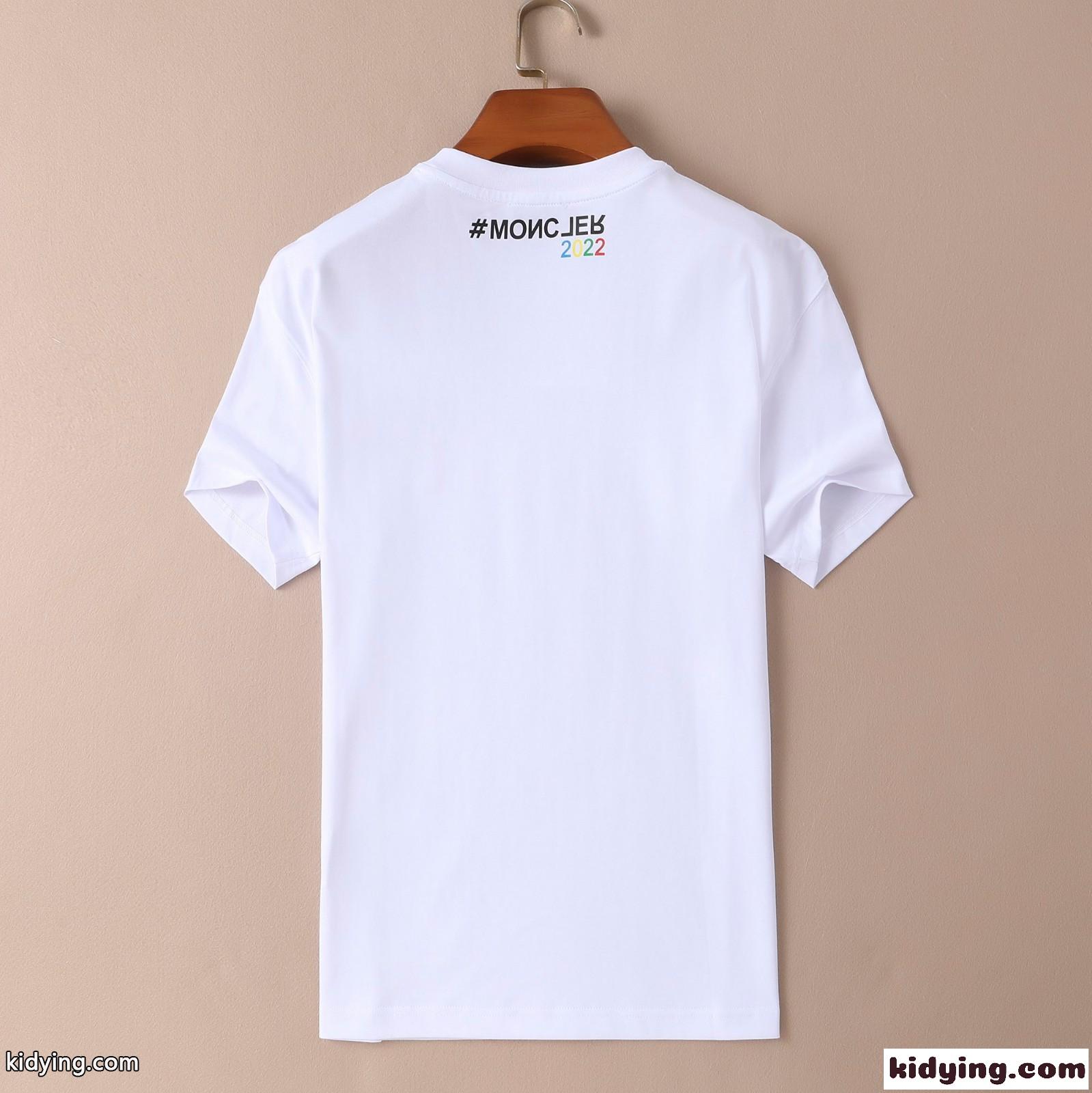 シンプル お洒落 クルーネック 通気 快適 モンクレール tシャツ コピー 半袖 トップス 春夏 定番 ホワイト ブラック-1