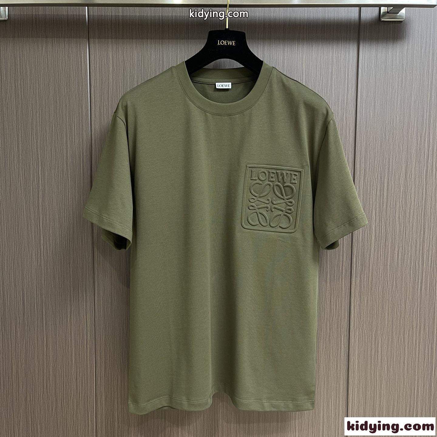 シンプル アナグラム クルーネック コットン 半袖 ロエベ Tシャツ コピー メンズ-0