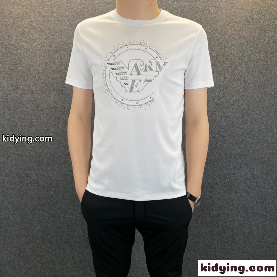 3色あり アルマーニ tシャツ コピー シルケット コットン シンプル 着心地いい 春夏 トップス クルーネック 半袖-1