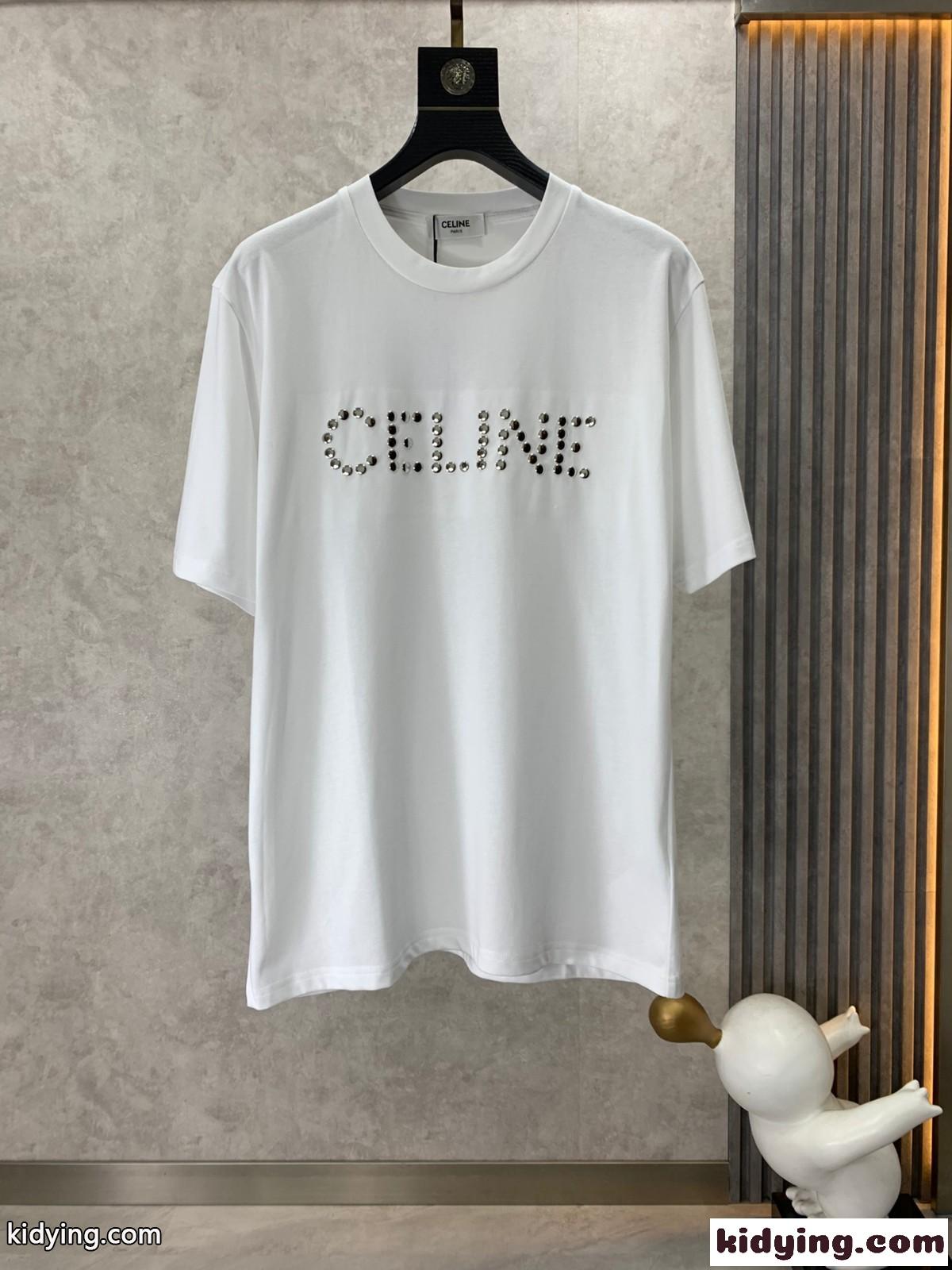 おしゃれ 快適 コットン クルーネック 半袖Tシャツ セリーヌ Tシャツ コピー メンズ-0