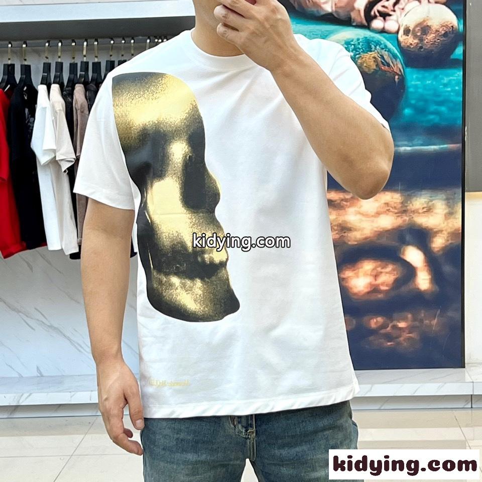 カジュアル スカルプリント 半袖Tシャツ アレキサンダー・マックイーン Tシャツ コピー ホワイト-2