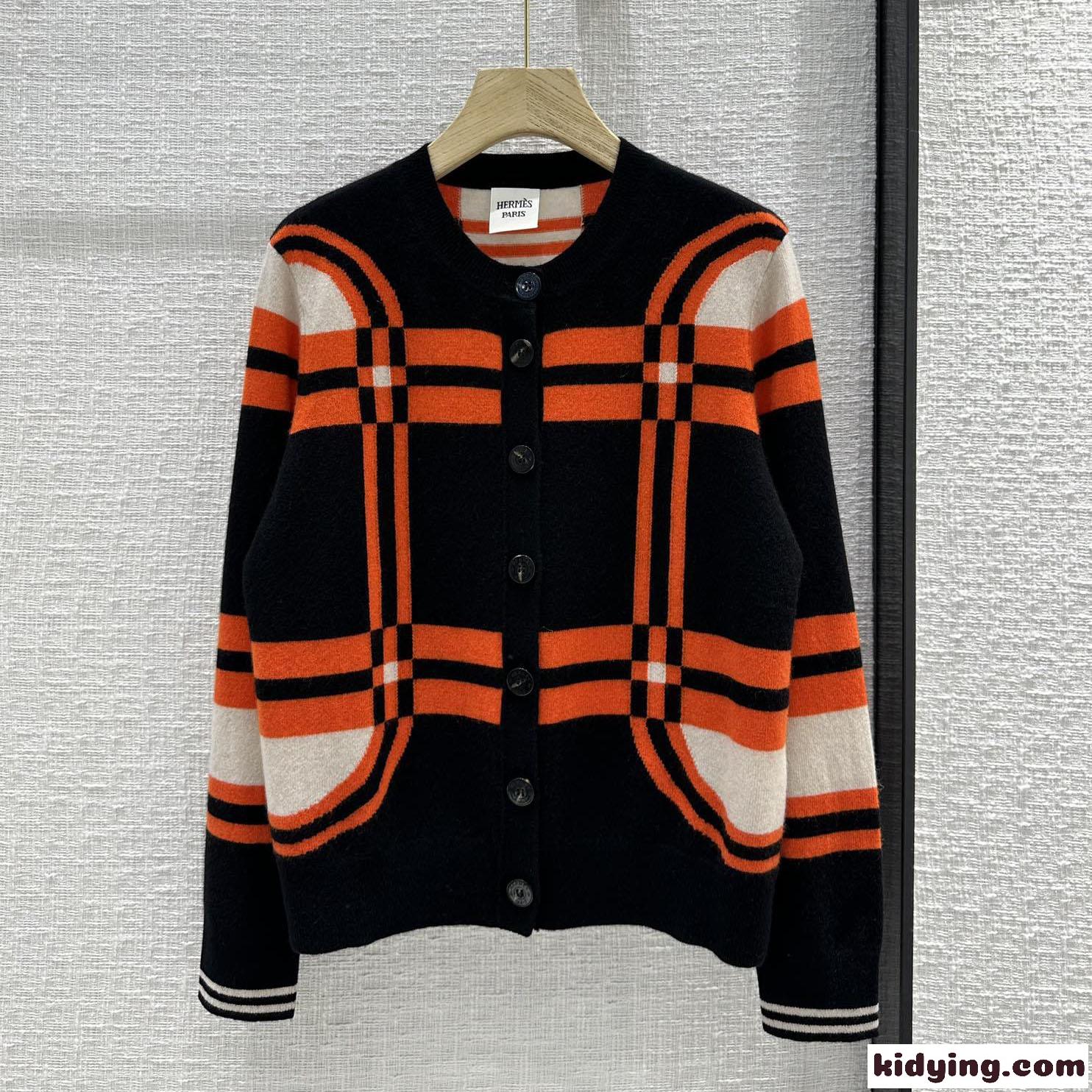 カジュアル エルメス カーディガン コピータータンチェック カシミヤ 長袖カーディガン-2