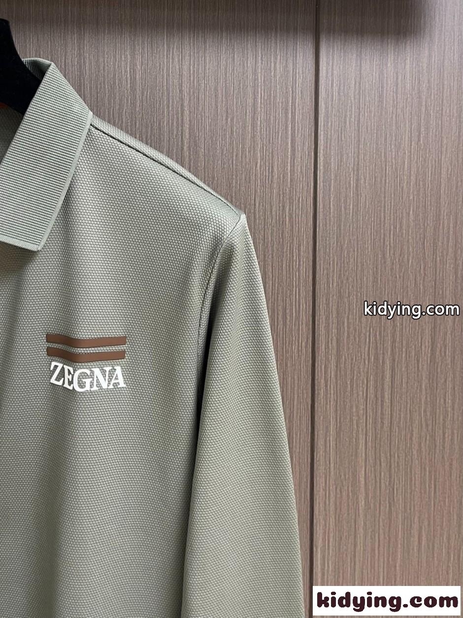 エルメネジルド・ゼニア Tシャツ 偽物 大人 洗練された ハーフジップ 長袖ポロシャツ ライトグリーン-2