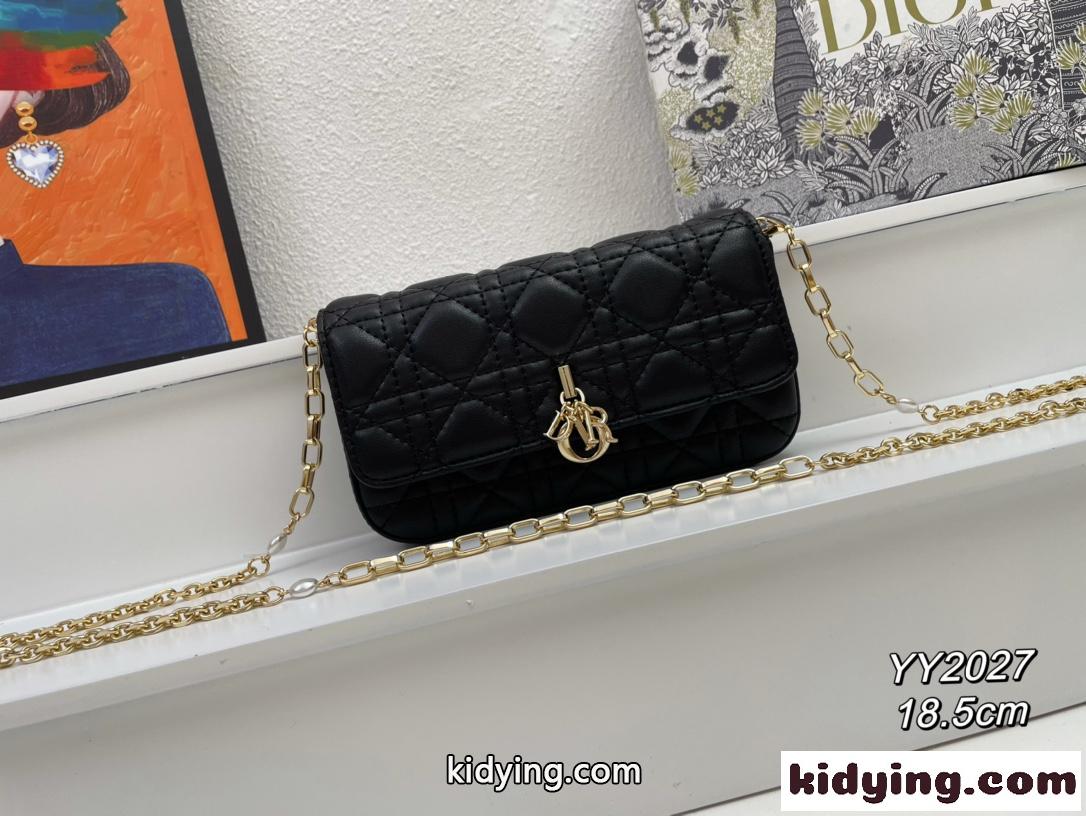 LADY DIOR フォンポーチ クリスチャン・ディオール バッグ コピー レディース チェーンバッグ ブラック-0