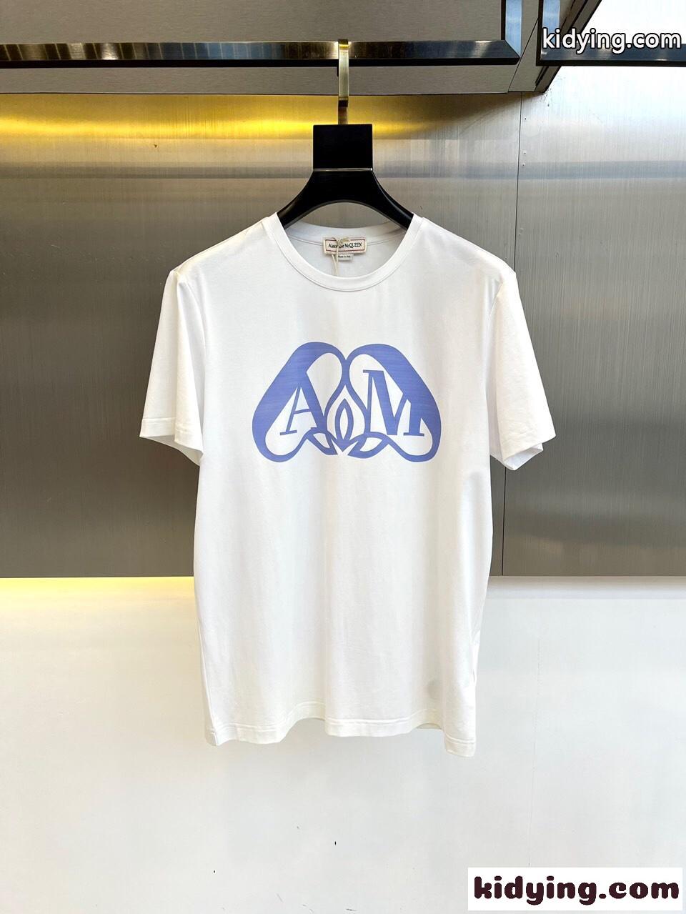 ロゴプリント コットン 半袖Tシャツ アレキサンダー・マックイーン Tシャツ コピー ホワイト-0
