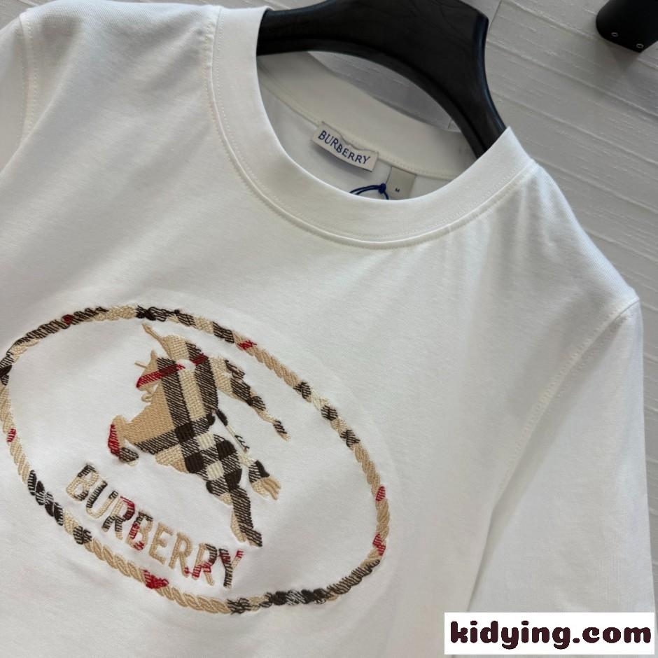 チェックナイトスタンプ コットンTシャツ バーバリー Tシャツ 偽物-1