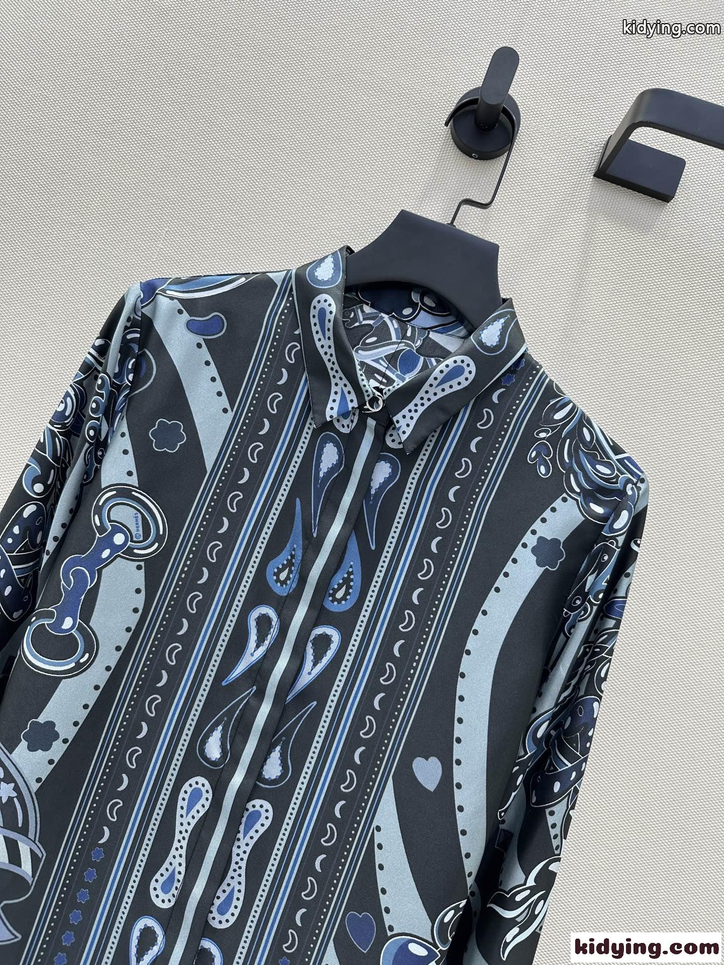 エルメス シャツ コピー 上品 プリント シルクシャツ レディース トップス-2