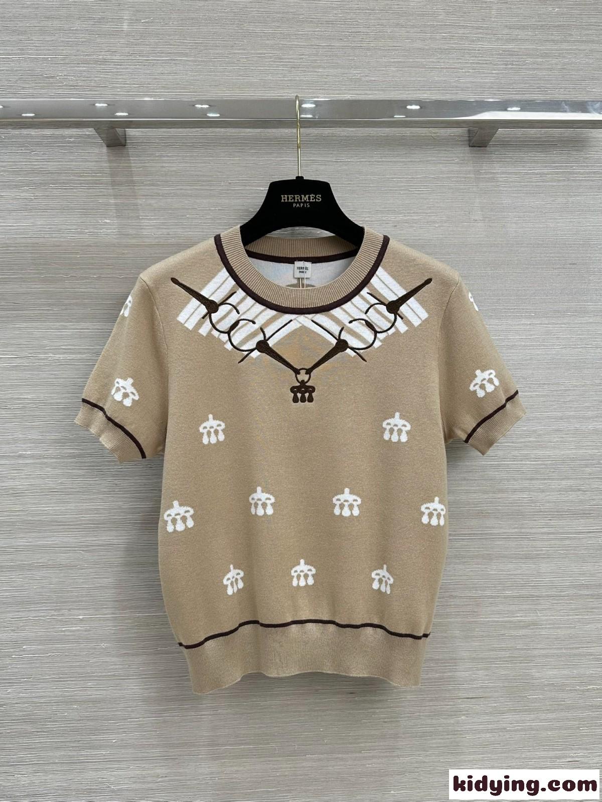 上質で快適な着心地♪ショートスリーブニット エルメス ニット コピー ベージュ-2