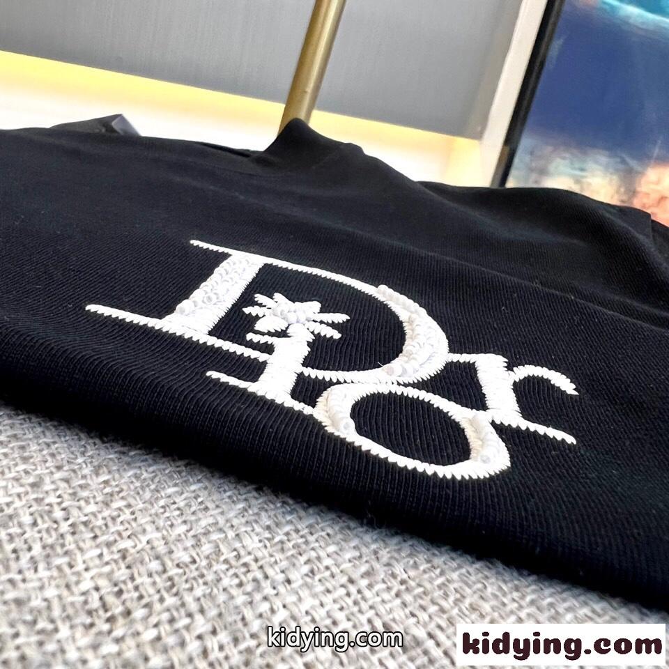ベーシック 着回し クルーネック 刺繍入り クリスチャン・ディオール Tシャツ コピー ブラック-3