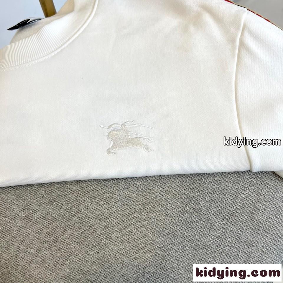 チェックトリム クルーネック スウェットシャツ バーバリー Tシャツ 偽物 ホワイト-2