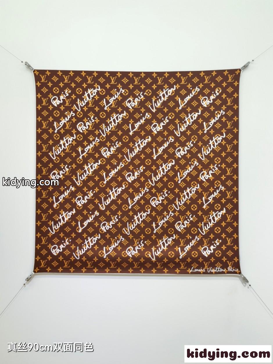 LV スクリプト ルイ・ヴィトン スカーフ コピー シルクスカーフ 90cm-0