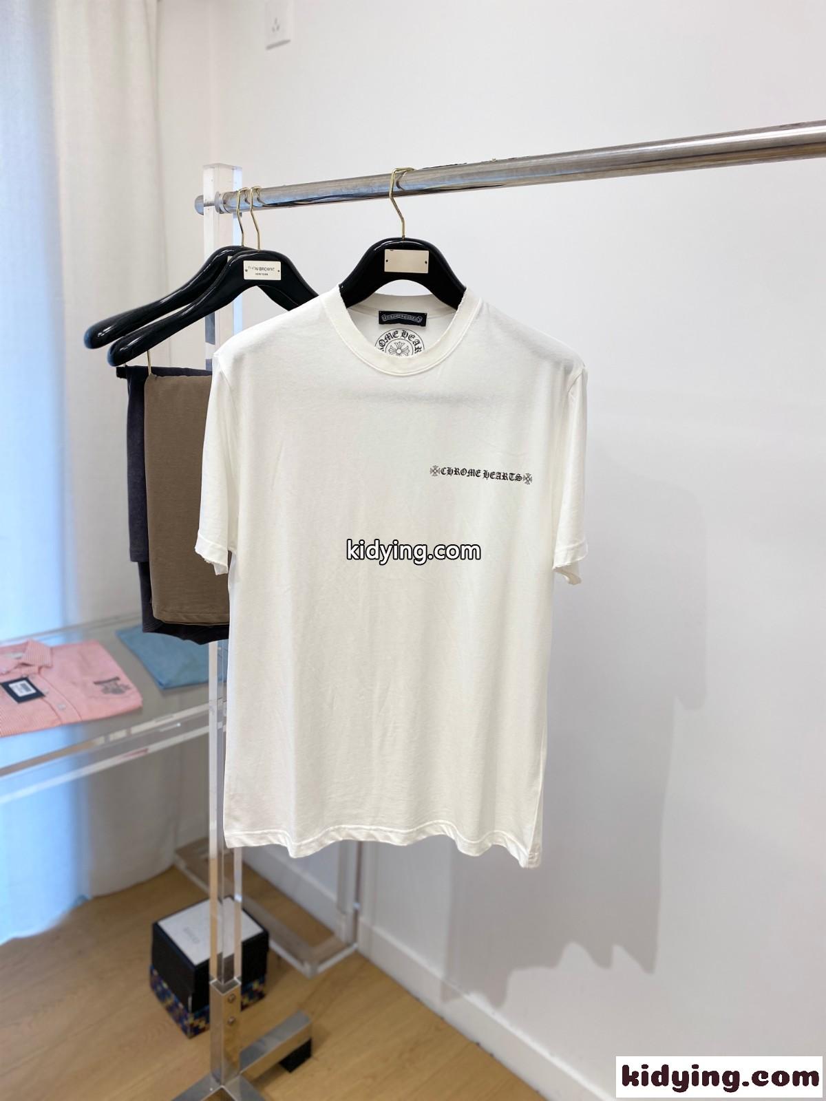 カジュアル ロゴプリント クルーネック クロムハーツ 半袖Tシャツ コピー ホワイト-0