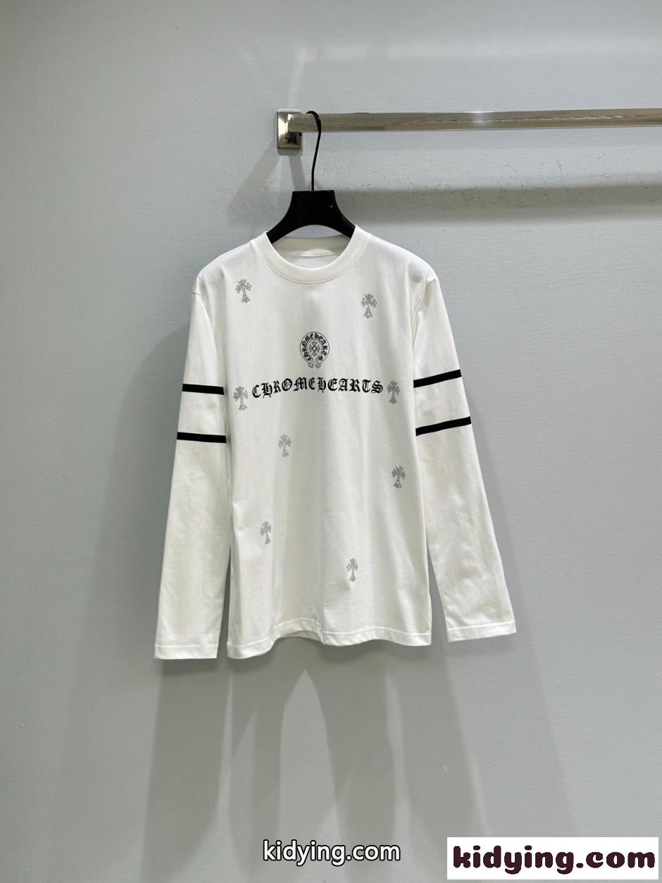 スタイリッシュ カジュアル 長袖Tシャツ クロムハーツ Tシャツ 偽物 ホワイト-0
