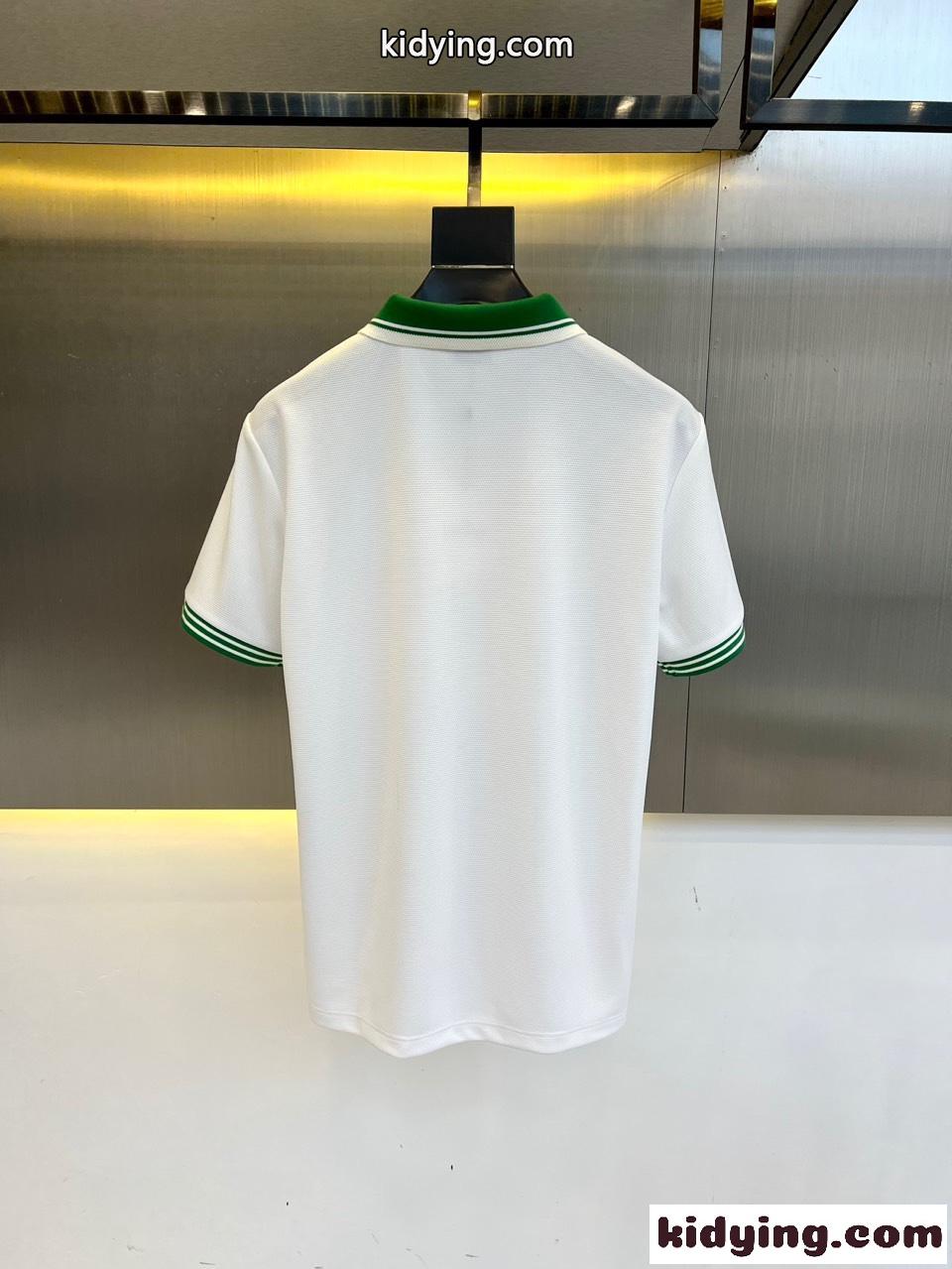 カジュアル 配色 ロゴパッチ ポロシャツ モンクレール Tシャツ 偽物 ホワイト-1