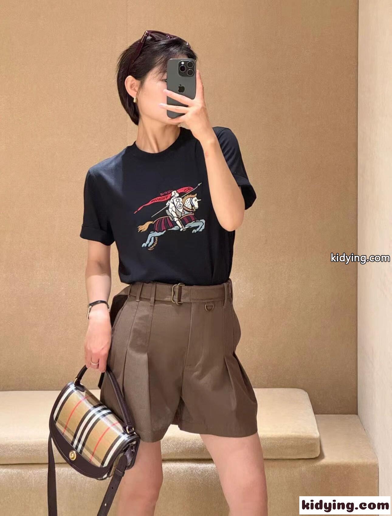 人気 おしゃれ EKD コットンTシャツ バーバリー Tシャツ コピー ブラック-4