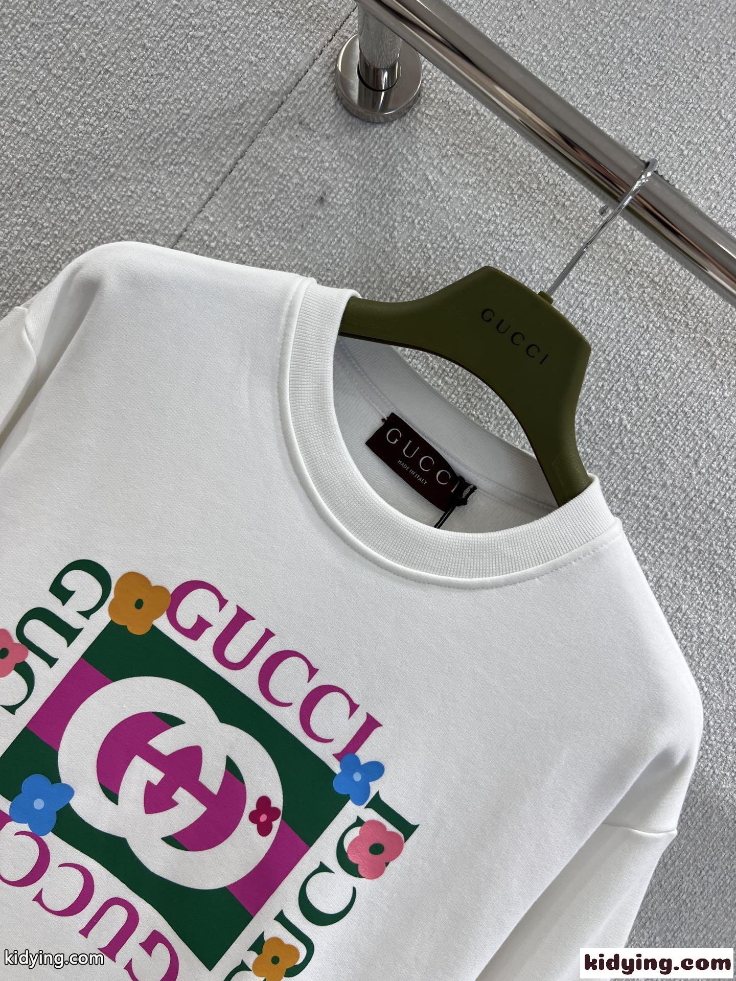 カジュアル ロゴ コットン グッチ Tシャツ 偽物 クルーネック スウェットシャツ ホワイト-3