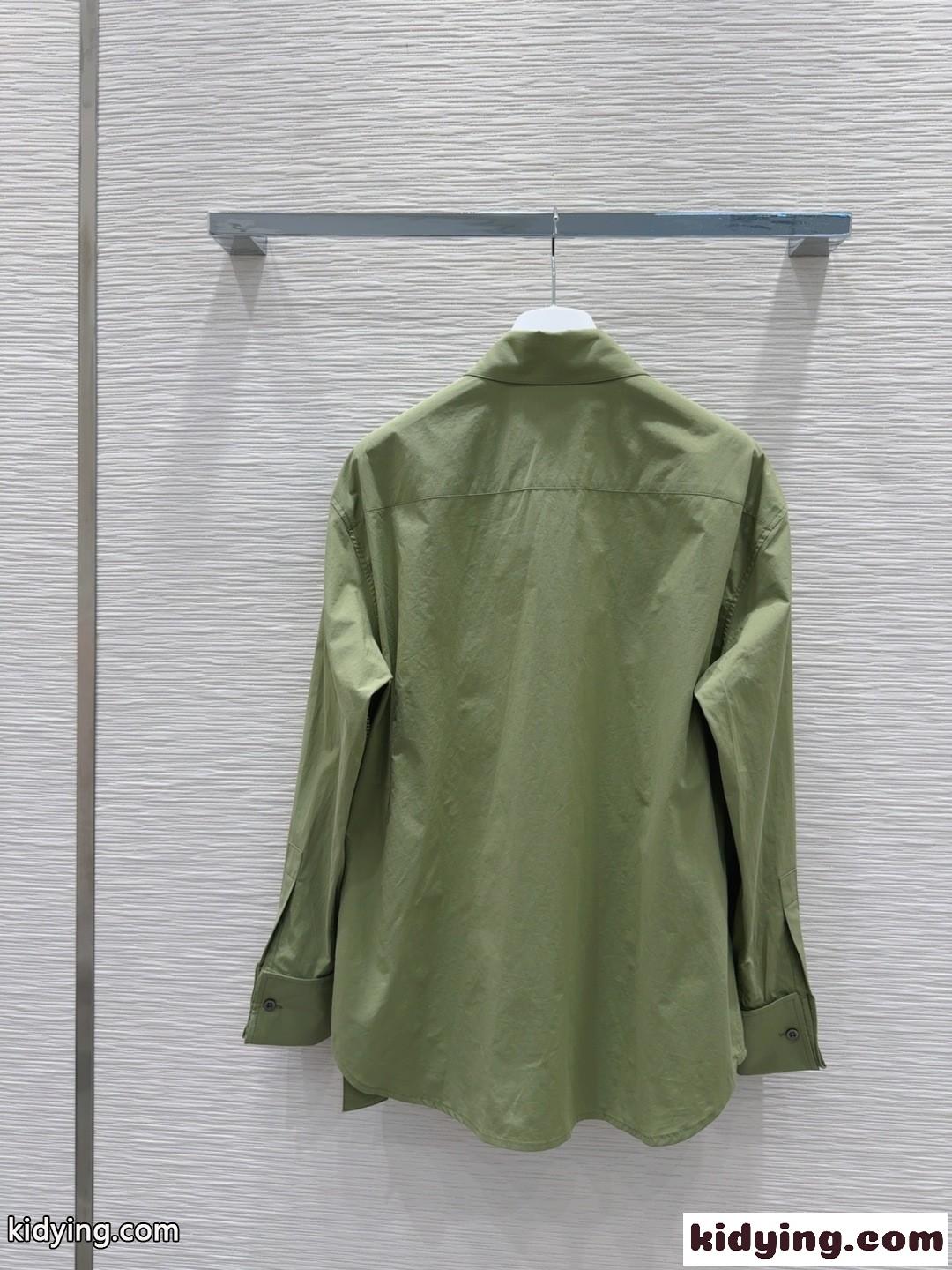洗練された おしゃれ ロエベ シャツ コピー コットン トップス グリーン-6