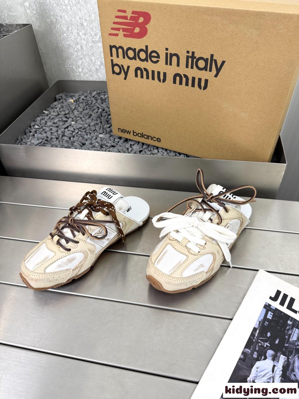 New Balance x Miu Miu 530 SL ミュールスニーカー スーパーコピー ベージュ-4