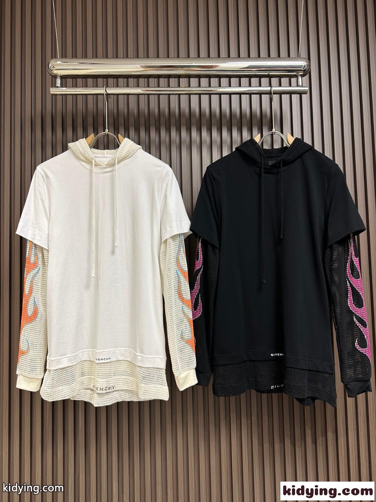メッシュ&コットン フード付きTシャツ ジバンシィ Tシャツ コピー-1