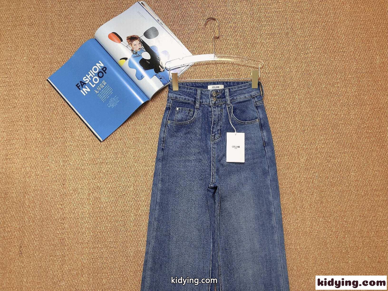 ファッション ゆったり 柔らかい ストレッチ 着痩せ セリーヌ ジーンズ コピー レディース デニムパンツ-1