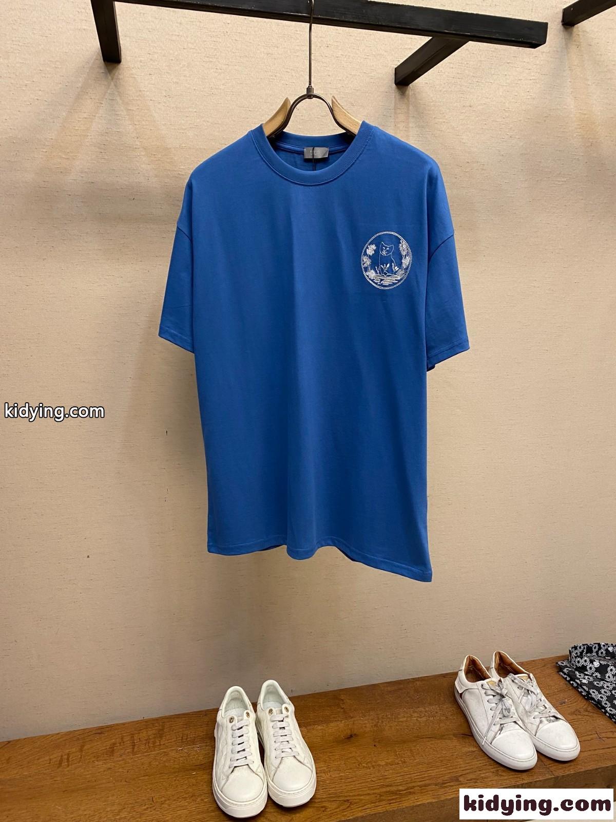 クリスチャン・ディオール Tシャツ コピー DIOR AND HYLTON NEL Tシャツ ブルー-0