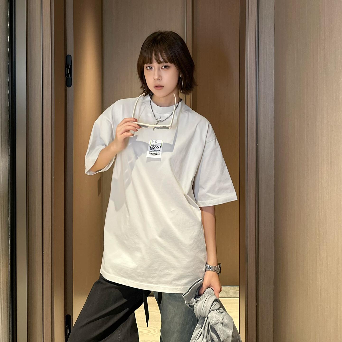 Airport Tag オーバーサイズ半袖Tシャツ バレンシアガ Tシャツ コピー ベージュ-3