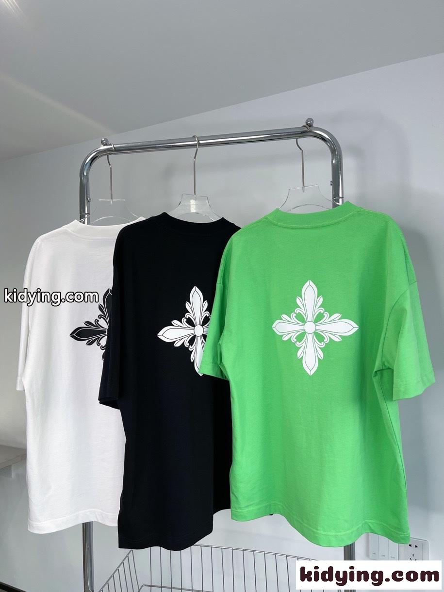 ユニセックス オーバーサイズ ロゴ プリント クロムハーツ 半袖Tシャツ コピー 着痩せ カジュアル トップス-1