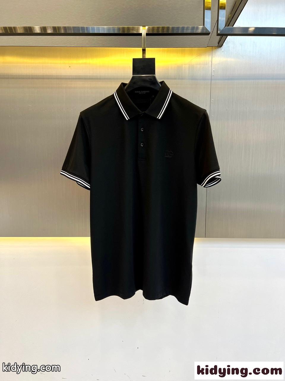 定番 カジュアル コットンピケ ポロシャツ ドルチェ&ガッバーナ Tシャツ コピー ブラック-0