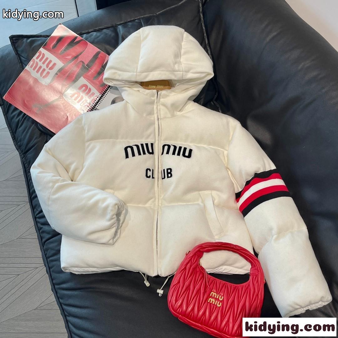 おしゃれ クロップド フード付 ダウンジャケット ミュウミュウ ダウンコート コピー レディース-0