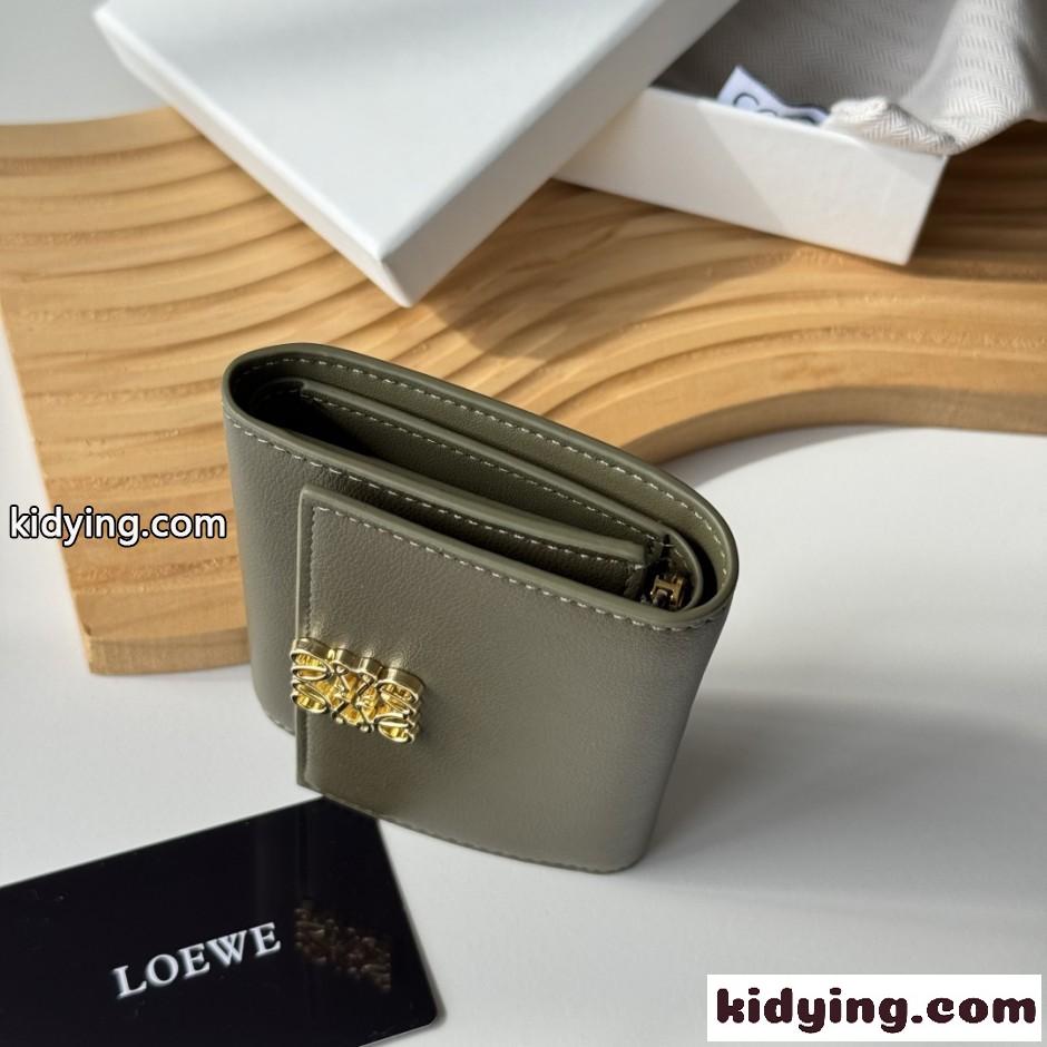 3つ折り財布 小銭入れ付き LOEWE ロエベ スーパーコピー コンパクト ウォレット グリーン-2