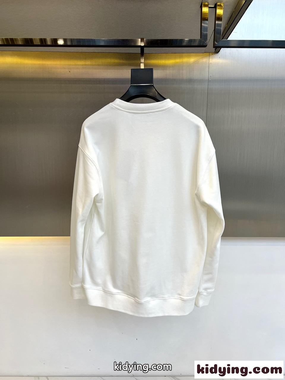 定番 ロゴプリント クルーネック スウェットシャツ フェンディ Tシャツ コピー ホワイト-4