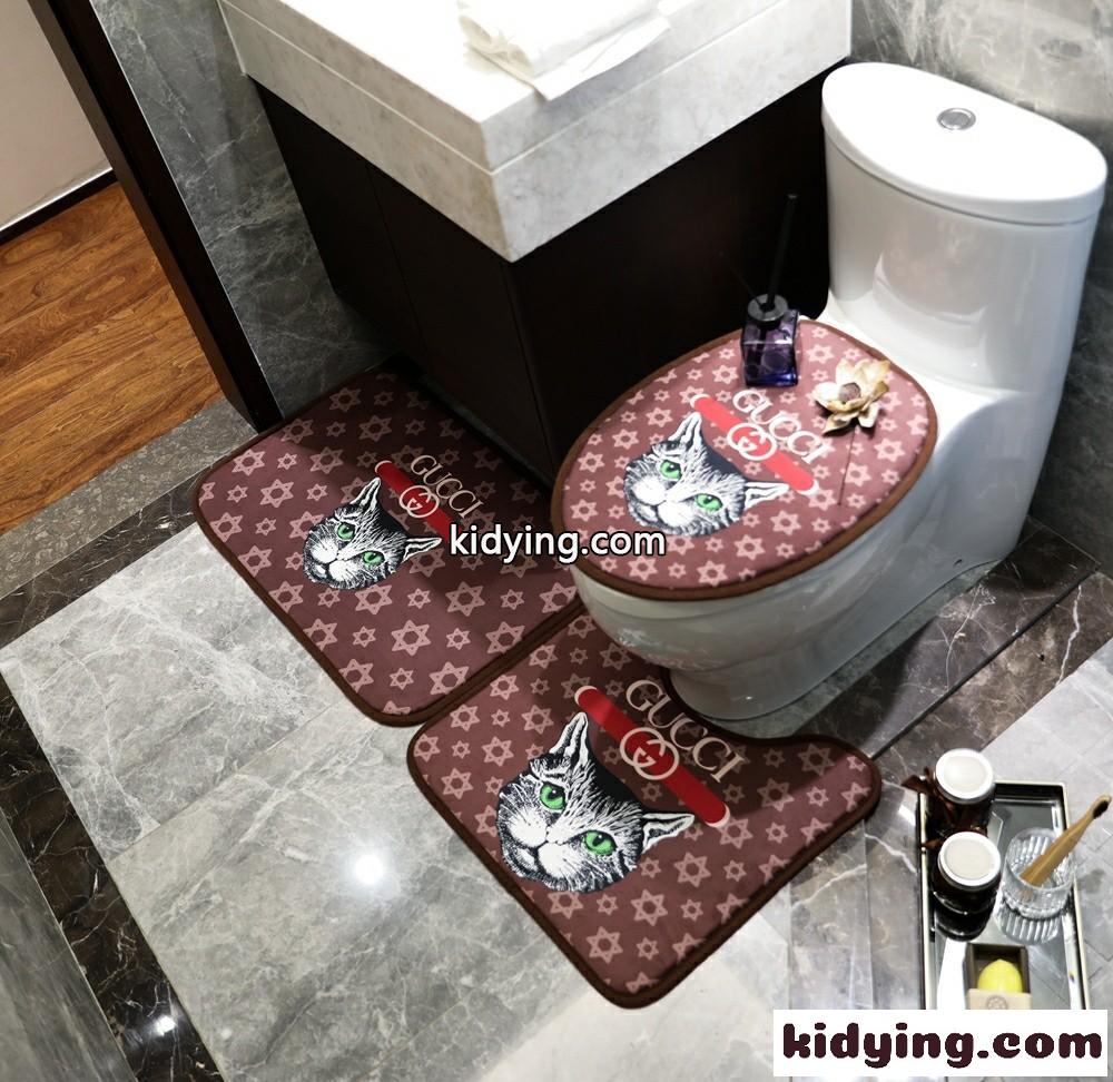 グッチ トイレマットセット コピー ワイン 猫 心地良いです 滑るのを防ぎます 静かな音 浴室 人気 アニメーション-0
