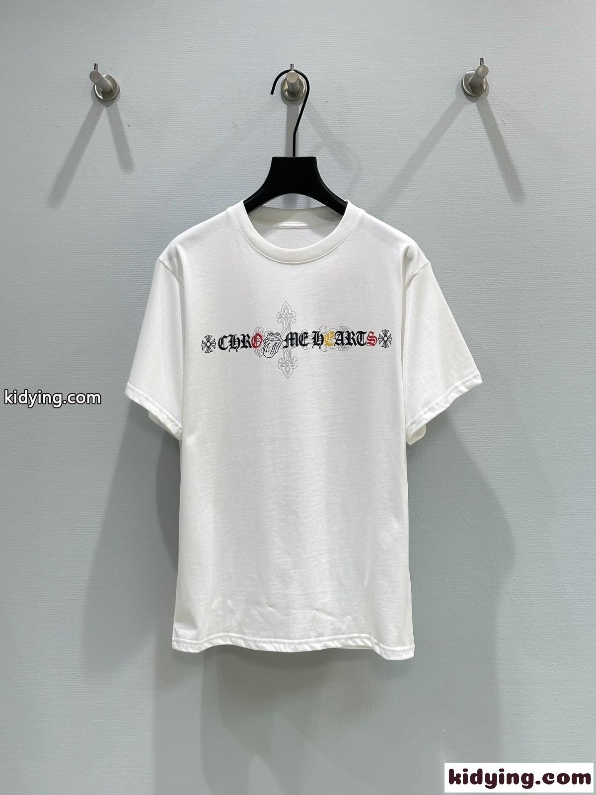 ユニセックス プリント 半袖Tシャツ クロムハーツ Tシャツ コピー コットン ホワイト-0