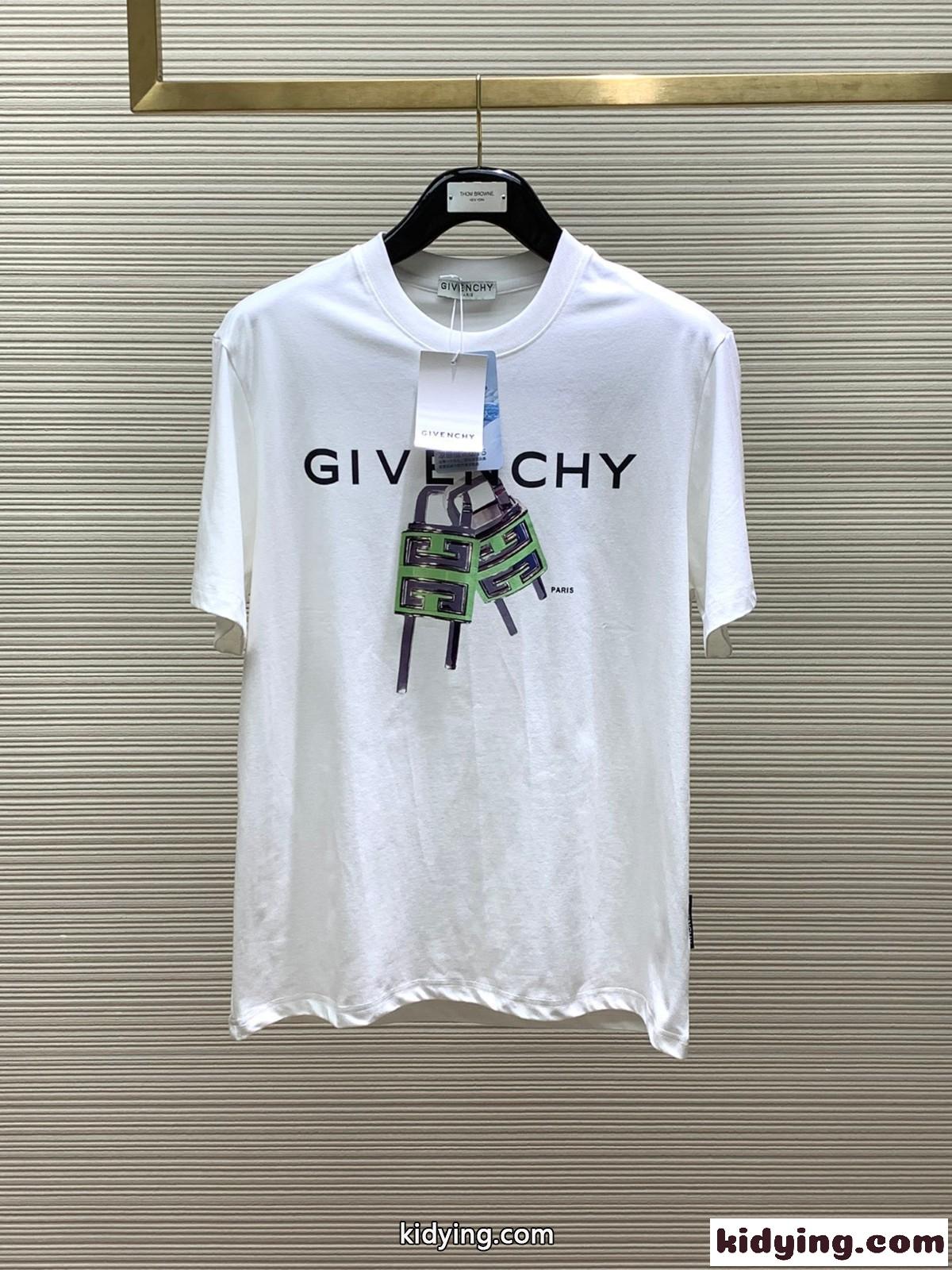 4G ロック プリントコットン 半袖Tシャツ ジバンシィ Tシャツ 偽物 ホワイト-1